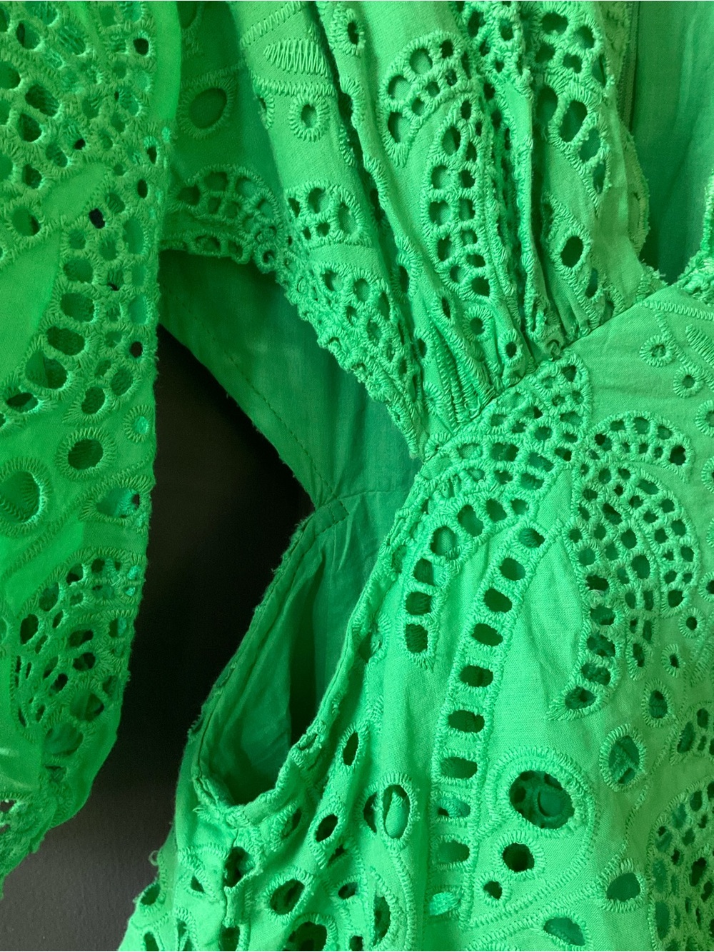 FARM Rio Vibrant Richeliu Eyelet Maxi Dress with Puff Sleeves - Picture 7 of 13